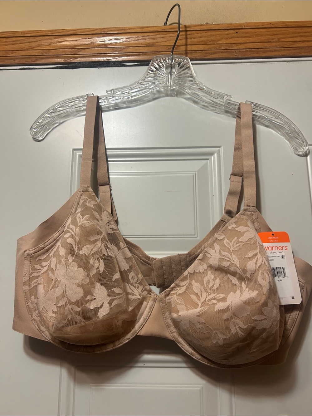 Warner's‎ Beige Floral Lace Underwire Bra 40D NWT